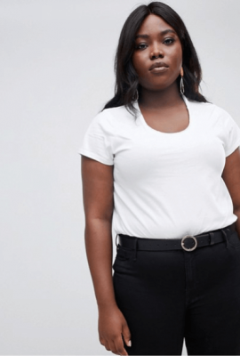 River Island Plus - T-shirt basique en jersey à encolure dégagée