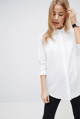 ASOS DESIGN - Chemise boyfriend ajustée avec détail plissé dans le dos en coton stretch