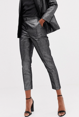 New Look - Pantalon de smoking en satin - Argenté